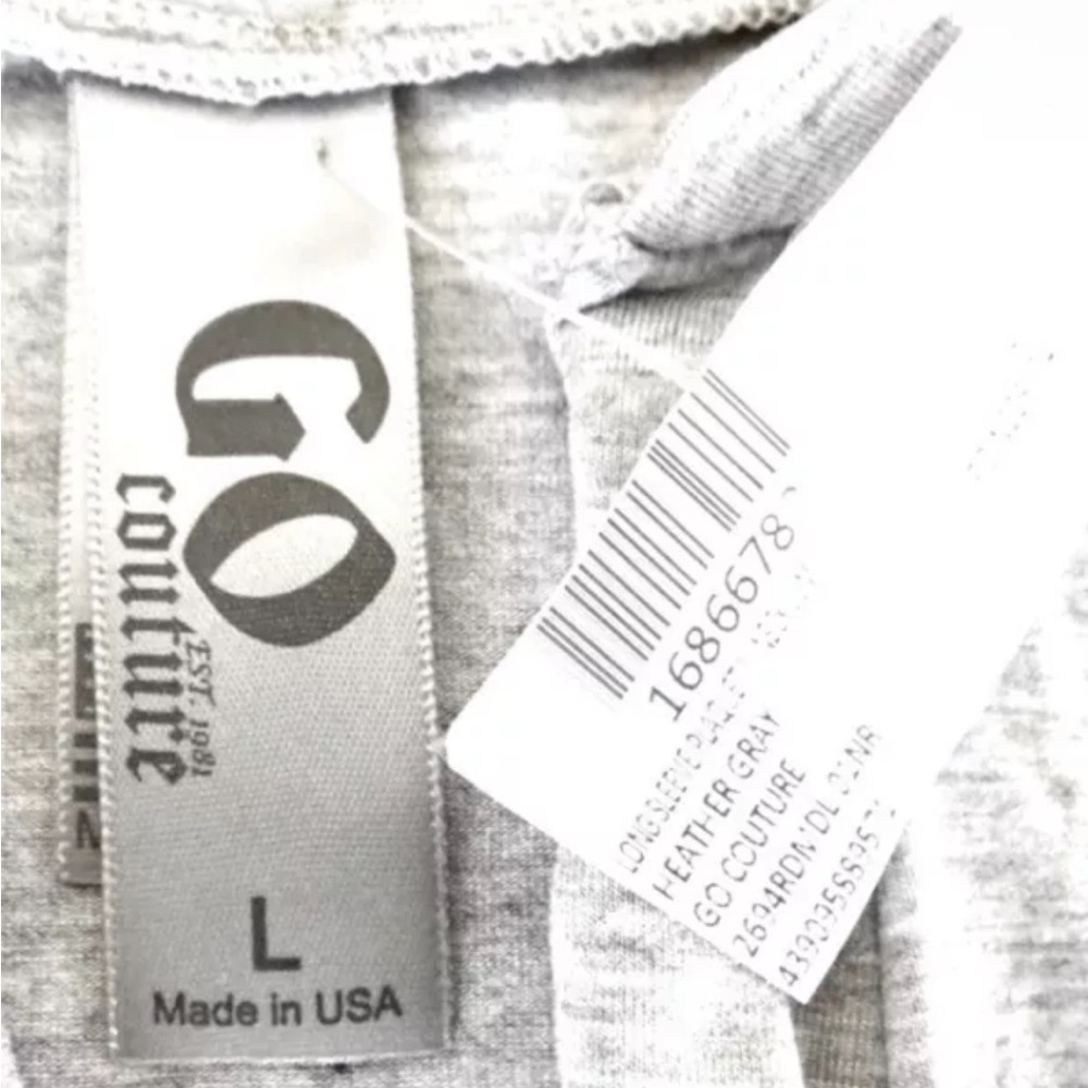 $198 Go Couture V Neck Modal Jumpsuit Large 10 12 Gray Stretch Waist Soft Comfy - Picture 6 of 10